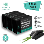 Health Horizons Charcoal and Hemp Soap - Pack of 3 - 100gms Each