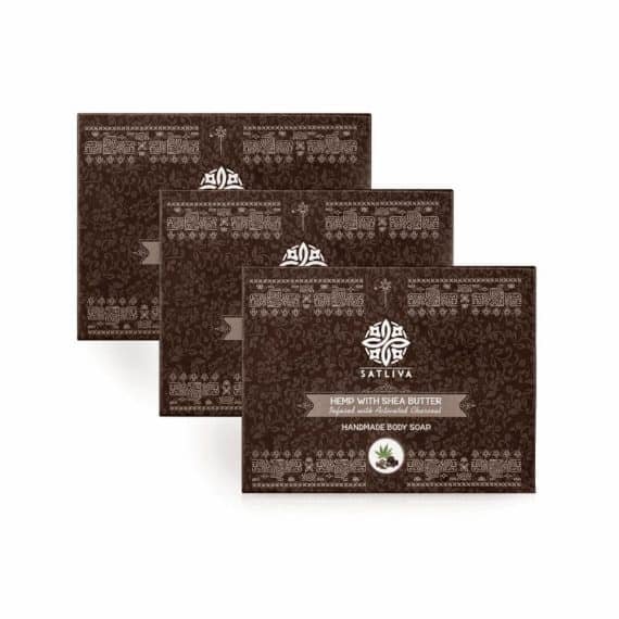 Satliva Hemp with Shea Butter and Activated Charcoal Body Soap Bar – Reduces Acne, Blackheads & Removes Dead Cells