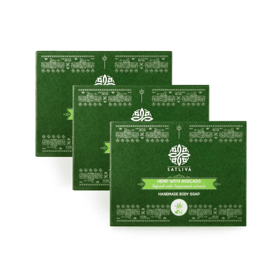 Satliva Hemp With Avocado Body Soap Bar - Hydrates & Locks Moisture