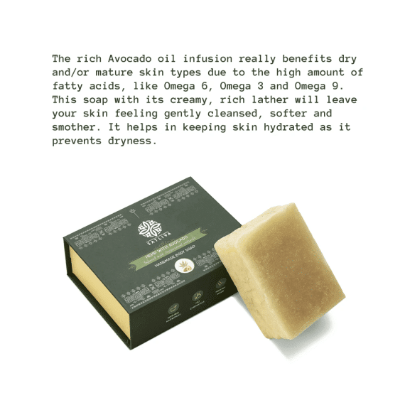 Satliva Hemp With Avocado Body Soap Bar - Hydrates & Locks Moisture