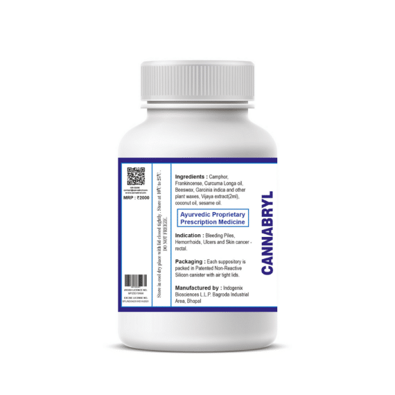 Cannabryl Vijayaraj Marham Rectal Suppositories CBD-THC 1:1 (Pack of 10)