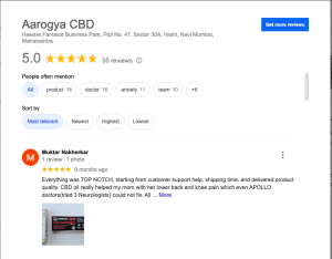 Aarogya CBD review on Google