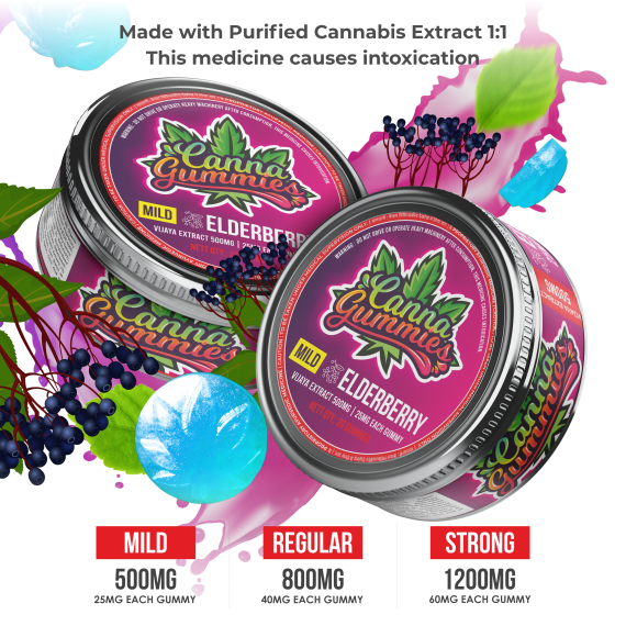Canna Gummies - Cannabis Infused Gummies 1:1 - Elderberry