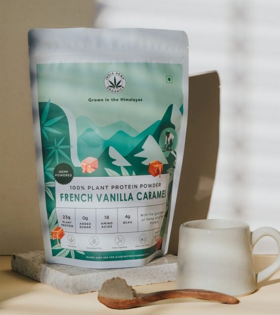 India Hemp Organics Hemp Protein - French Vanilla Caramel - 500gm