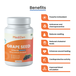 MediZen Grapeseed Extract 400mg | >95% Polyphenols | Boosts Immunity & Recovery | Specialized for Cancer Care | 60 Capsules