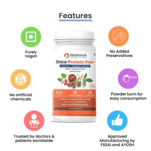 Onco Protein Pro+ | Plant-Based Protein for Cancer Care | 23.4gm Protein Per Scoop | Sugar-Free & Vegan | Manage Weight & Boost Immunity | 500 gm Chocolate Flavour