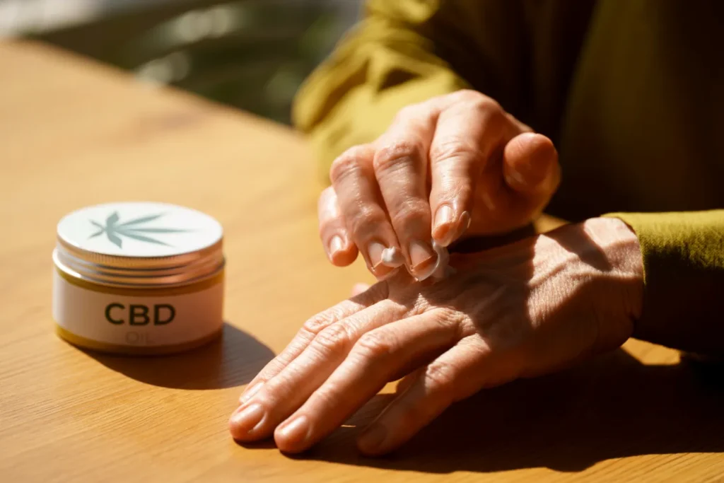 person applying CBD cream to calm the anxiety